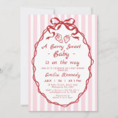 Hand Drawn Red Berry Strawberry Baby Shower 招待状 (正面)