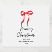 Hand drawn Red Bow Merry Christmas ビールラベル (シングルラベル)