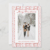 Hand Drawn Red Bows Doodle Pattern Photo Christmas シーズンカード (正面)