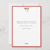 Hand Drawn Red Bows Doodle Pattern Photo Christmas シーズンカード (裏面)