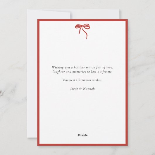 Hand Drawn Red Bows Doodle Pattern Photo Christmas シーズンカード (裏面)
