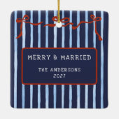 Hand Drawn Red Bows Merry Married   セラミックオーナメント (裏面)