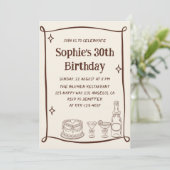 Hand Drawn Red & Cream 30TH Birthday Photo  招待状 (スタンド正面)