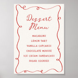 Hand Drawn Red Frame Dessert Menu ポスター