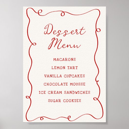 Hand Drawn Red Frame Dessert Menu ポスター (正面)