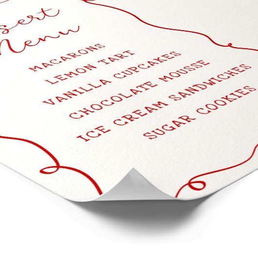 Hand Drawn Red Frame Dessert Menu ポスター (角)