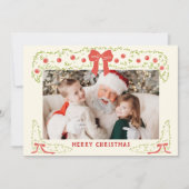 Hand Drawn Red Green Bow Christmas Holiday Card シーズンカード (正面)