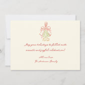 Hand Drawn Red Green Bow Christmas Holiday Card シーズンカード (裏面)