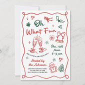 Hand Drawn Red & Green Modern Christmas Party 招待状 (正面)