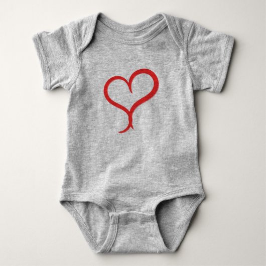 Hand-Drawn Red Heart Baby Bodysuit - ベビーボディスーツ (正面)