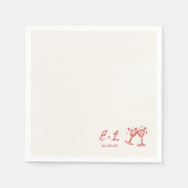 Hand Drawn Red Initials Wedding スタンダードカクテルナプキン (正面)