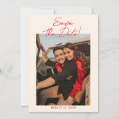 Hand Drawn Red Old Money Retro Photo Wedding セーブザデート (正面)