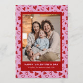 Hand Drawn Red Pink Hearts Photo Valentines Day シーズンカード (正面)