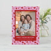 Hand Drawn Red Pink Hearts Photo Valentines Day シーズンカード (スタンド正面)