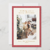 Hand Drawn Red Plaid Modern Family Christmas Photo シーズンカード (正面)