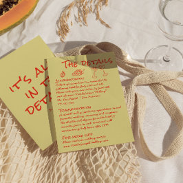 Hand Drawn Red Quirky Unique Fun Wedding Details エンクロージャーカード