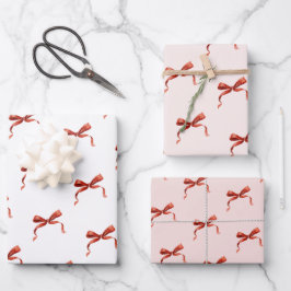 Hand Drawn Red Ribbon Bow ラッピングペーパーシート