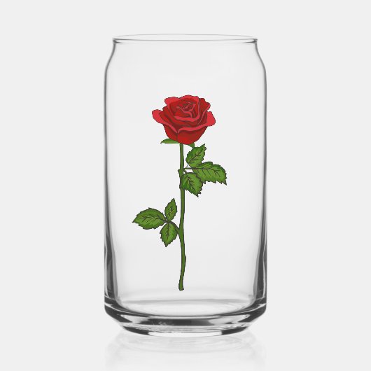 Hand-Drawn Red Rose Can Glass ガラス缶 (正面)