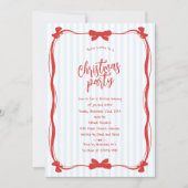 Hand Drawn Red Striped Whimsical Christmas Party 招待状 (正面)