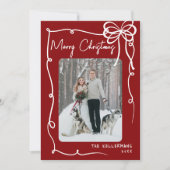 Hand Drawn Red Whimsical Merry Christmas シーズンカード (正面)