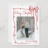Hand Drawn Red Whimsical Photo Christmas シーズンカード (正面)