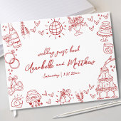 Hand Drawn Red Whimsical Wedding ゲストブック