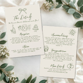 Hand Drawn Retro Wedding Details エンクロージャーカード