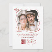 Hand Drawn Retro Whimsical Burgundy Wedding Photo 招待状 (裏面)