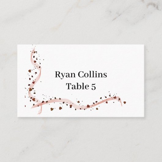 Hand Drawn Ribbon and flower Place Cards プレイスカード (正面)