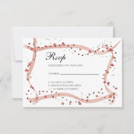 Hand drawn ribbon and flowers RSVP card