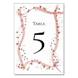 Hand Drawn ribbon and flowers Table Number Card テーブルナンバー