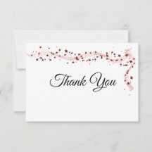 Hand Drawn ribbon and flowers Thank You Card