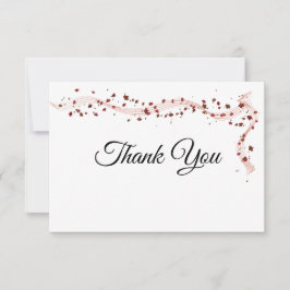 Hand Drawn ribbon and flowers Thank You Card サンキューカード