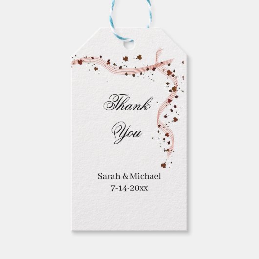 Hand drawn ribbon and flowers Wedding Stickers ギフトタグ (正面)