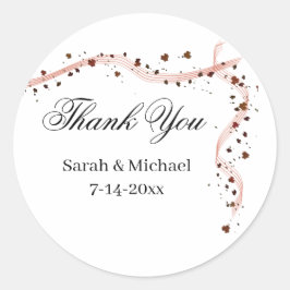 Hand drawn ribbon and flowers Wedding Stickers ラウンドシール