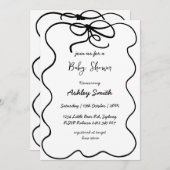 hand drawn ribbon baby shower. 招待状 (正面/裏面)