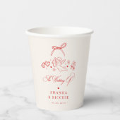Hand Drawn Ribbon Cherub Vintage Cupid Wedding 紙コップ (正面)