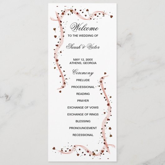 Hand Drawn ribbon flower double side program card  プログラム (正面)