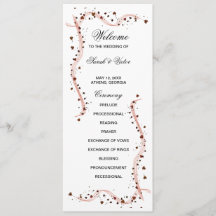 Hand Drawn ribbon flower double side program card 