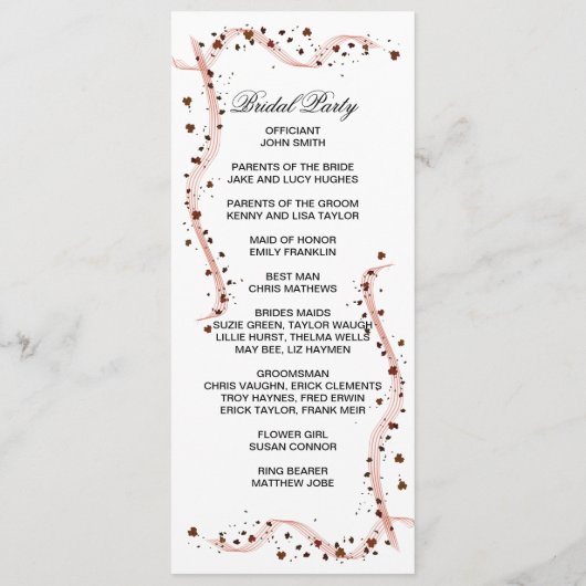 Hand Drawn ribbon flower double side program card プログラム (裏面)