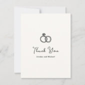 Hand Drawn Rings Doodle Modern Wedding サンキューカード (正面)