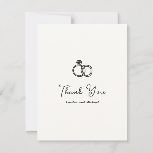 Hand Drawn Rings Doodle Modern Wedding サンキューカード (正面)