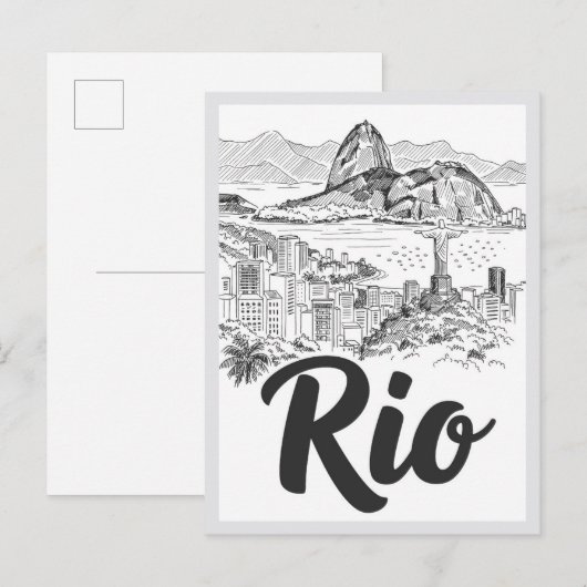 Hand drawn Rio de Janeiro Brazil Scene Landmark ポストカード (正面/裏面)
