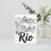 Hand drawn Rio de Janeiro Brazil Scene Landmark ポストカード (スタンド正面)