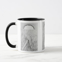 Hand-drawn road and evergreens with moon Mug マグカップ