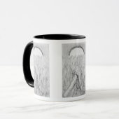 Hand-drawn road and evergreens with moon Mug マグカップ (正面左)