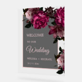 Hand Drawn Romantic Roses Wedding Welcome アクリルサイン (傾斜)