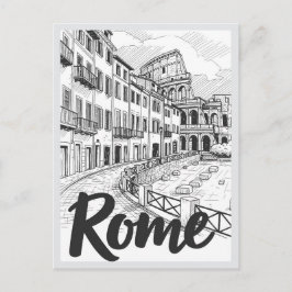 Hand drawn Rome Italy Scene Landmark ポストカード