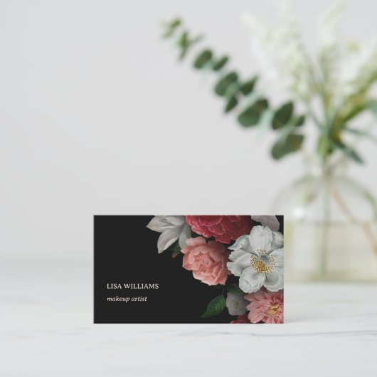 Hand Drawn Roses Flower Black 名刺 (スタンド正面)