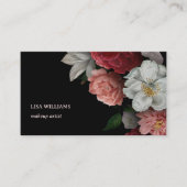 Hand Drawn Roses Flower Black 名刺 (正面)